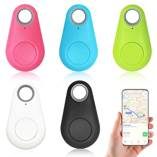 Tracciatori Bluetooth e GPS per Animali Domestici, TrackeAllarme Antifurto, Wireless GPS Tracker for Kids, Dispositivo Anti-Perdita, Portachiavi Animali, 5 PacksMix Adatto per Gatti, Cani, Valigia