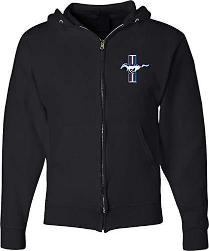 Lucky Ride Ford Hoodie Legend Lives Mustang Pony (Pocket) Full Zip Sweatshirt