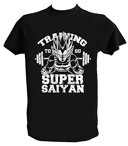 UZ Design Camiseta Training Saiyan Vegeta Hombre Niño Gym Goku Entrenamiento DBZ, Hombre - XL