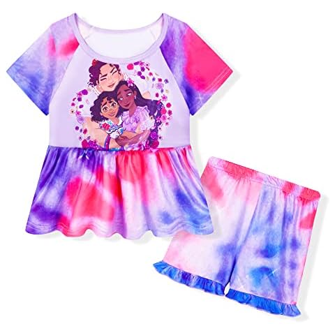 Girls Pyjamas Set Short Sleeve Nightwear Sleepwear 2 Piece Outfits for Kids Gift 3-7 Years Cover