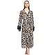 TINAYAUE Damen Sexy Nachthemd Mesh Bademantel mit Leopardenmuster Leichtes Morgenmantel mit Blumen Langer Tüll Schlafanzug Elegante Transparent Pyjamas für Liebhaber, Paare