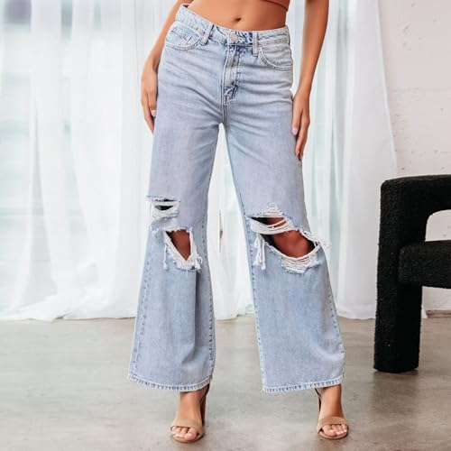 Ripped Baggy Jeans for Women High Waist Wide Leg Denim Pants Loose Boyfriend Jeans Y2K Streetwear2