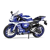 Fuwraixis 1/12 Motocicleta de aleación, Azul R1M Motorcycle model, Juguete de moto deportiva de carreras, Adecuado como regalo para niños, chicos y adultos
