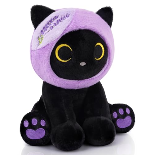 Purple Cat Plush - Cute Plushies for Girls, Lavender Flower Decorations by KOPHINYE - Used condition - US$14.48