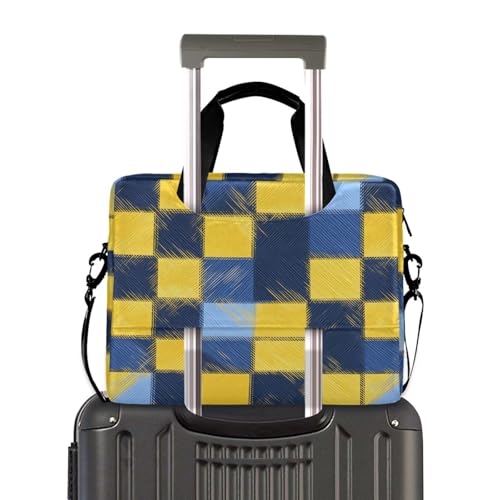 Funda para portátil 15.6 pulg con asa y correa amarilla y azul miniatura 4
