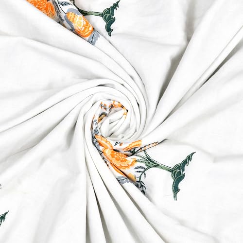 Image of BLOCKS OF INDIA Hand Block Printed Cotton Single Size Reversible Malmal Dohar for Summer (Green Tree of Life)