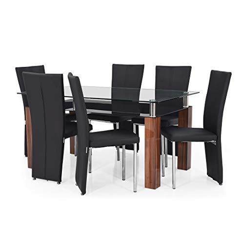 Image of Royal Oak Barcelona Dining Table Set (Black and Brown)
