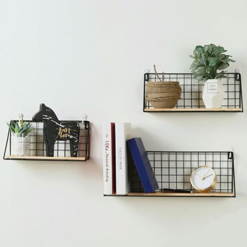 Perchero de pared de hierro negro colgador multiusos y estante de almacenamiento 4