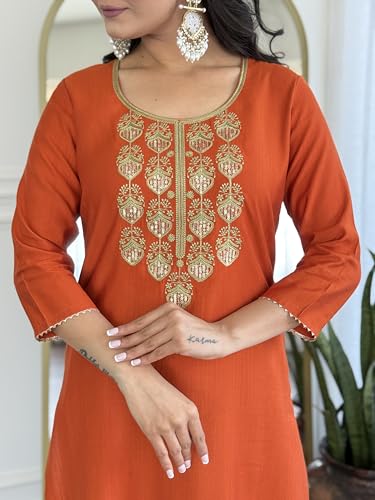 Image of Alvami Women's Silk Solid Regular Kurta Set