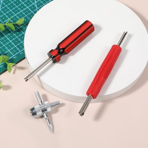 Image of 3pcs Tire Valve Stem Removal Tool Single and Double Heads Valves Core Wrench 4-Way Valve Tool Kit Multi Function Tire Valves Stem Installer Tools for Bicycle Car Trucks Tire Repair Installation