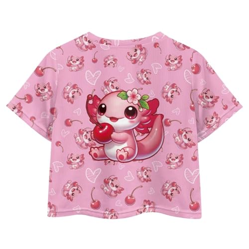 Image of Girls Crop Tees Crew Neck Casual Short Sleeve T Shirts Kids Loose Soft Comfortable Tees Blouses Shirt for Little Girl