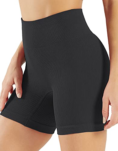 Women’s Workout Running Shorts High Waist Tummy Control Athletic Gym Yoga Lounge Shorts (N08L-Heibailan) #TOP1