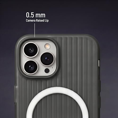 Image of amazon basics Streak Magnetic Protective Cover Compatible with iPhone 15 Pro Max | MagSafe | Camera Protection|Anti Shock,Scratch Resistant| Wireless Charging - Black