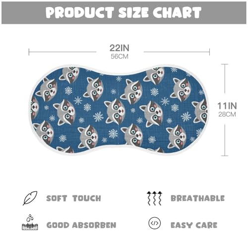 2 Pack Muslin Burp Cloths Raccoon Dark Blue Cotton Baby Burp Cloths Ultra Soft Burping Cloth Absorbent Spit Up Rags for Newborn Boys Girls, Large 22" x 11"2