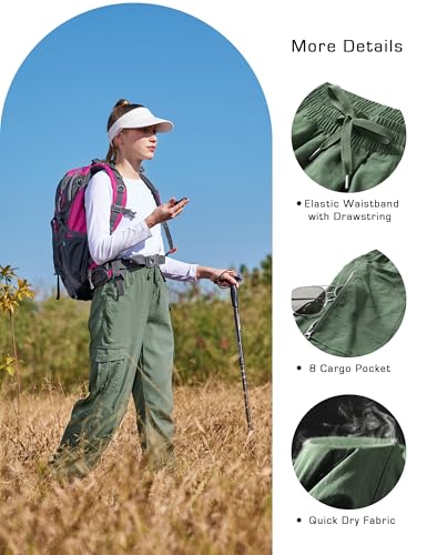 Image of Women's Cargo Pants 28 inch /30 inch Lightweight Quick Dry Casual Travel Pant Streetwear for Work Hiking Outdoor with 8 Pockets