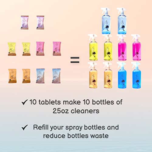 Cleanoun All Purpose Cleaner Refill (10 Pack) - (1 Tablet Makes 25 Fl Oz Bottles Of Cleaner) Bathroom, Floor, Kitchen, Multi-Surface, Glass And Window Cleaner | Eco Friendly (Mixed Pack) #TOP5