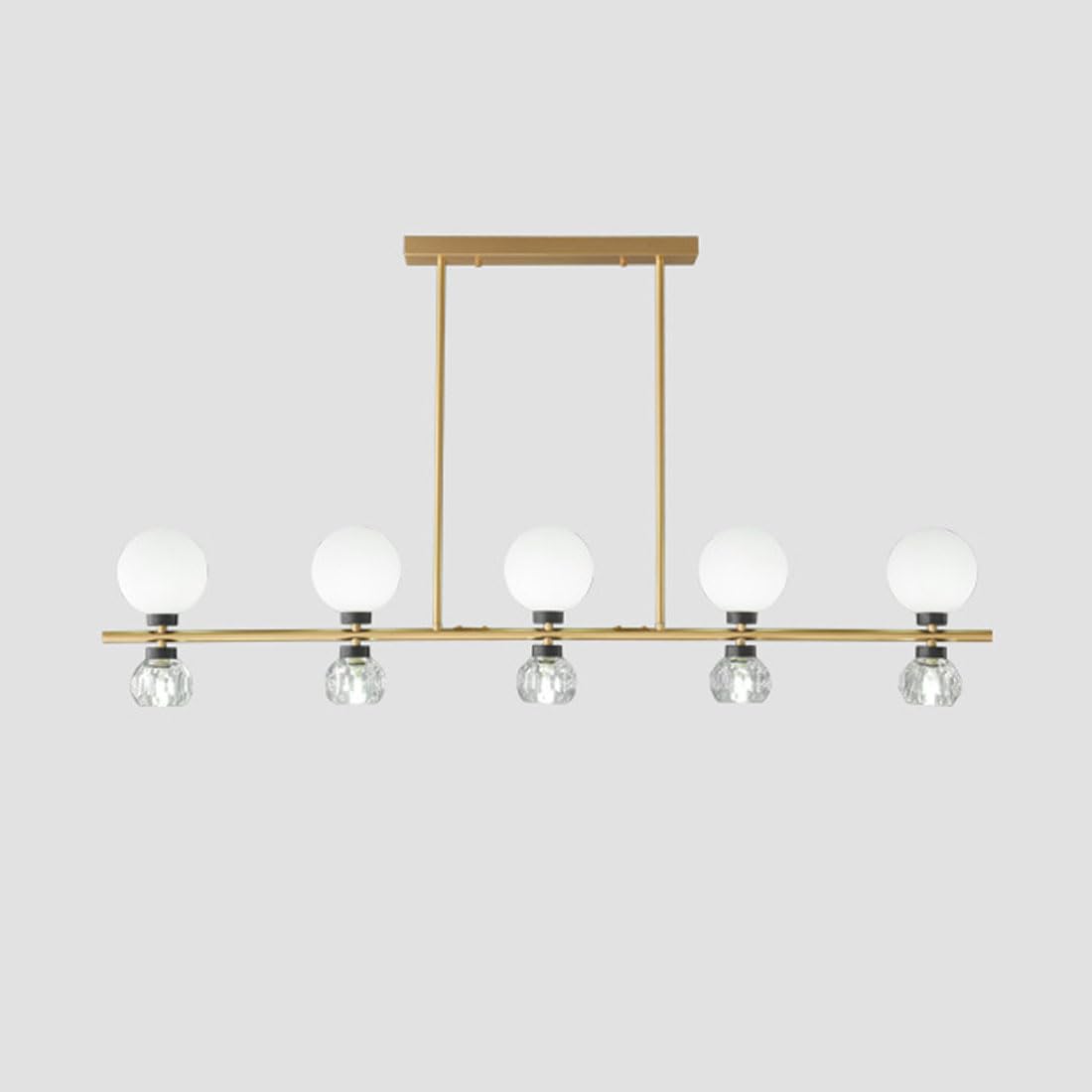 KXEcoLife G9 full copper light luxury crystal chandelier, Scandinavian style spectrum eye protection lamp, creative up and down luminous for living room bedroom,Long,10 Heads