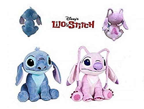 Lilo&Stitch - Pack 2 Peluches Stitch et Angel (Stitch Rose) 11'41/29cm Qualité Super Soft