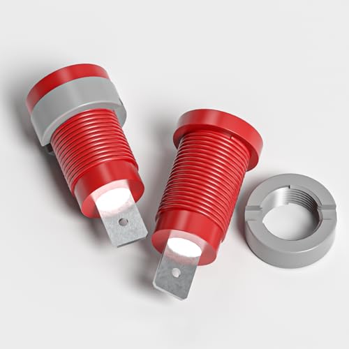 Image of Goupchn 4mm Banana Female Jack Panel Mount Socket Copper Nickel Plated 32A | 10PCS Red&Black PA Threaded, Copper Nickel Plated Tab (9mm /4mm hole) 32A 600V, Twist-lock Secure.