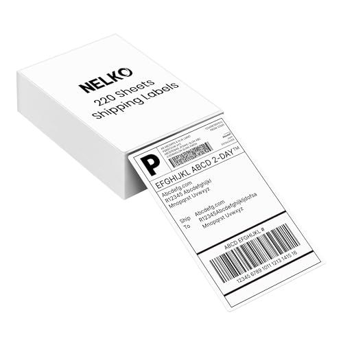 Image of Nelko Genuine 4x6 Direct Thermal Shipping Label 220 Labels /1 Stacks, 4x6 Thermal Labels for Nelko PL70E Shipping Label Printer, Perforated and Strong Adhesive, Commercial Grade