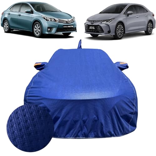 Image of Car Cover for Toyota Corolla Altis (2014-2020) | 100% Waterproof Cover with Reflective Mirror Pockets | Dustproof, Scratchproof, Heatproof Corolla Altis Car Cover |Soft Cotton Lining| Blue
