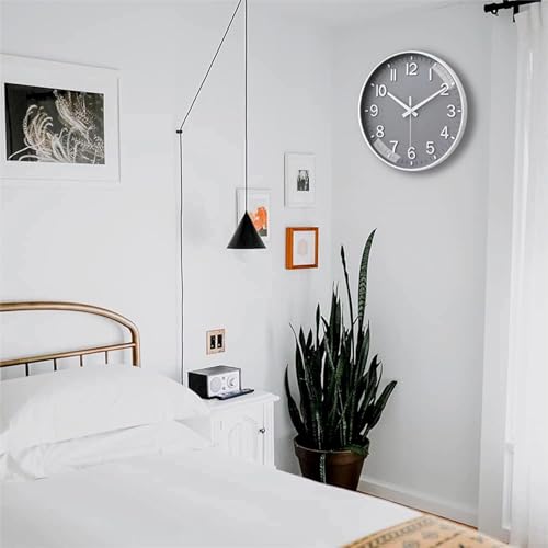 Image of Rylan Plastic Digital Wall Clock 12 inch Silent Quartz Decorative Non-Ticking Classic Clock Battery Operated Round Easy to Read for Room /Home /Kitchen /Bedroom /Office /School (Grey White)'