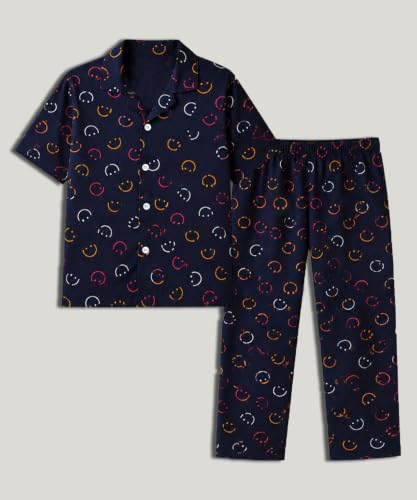 Image of 3BROS Unisex Pure Cotton Short Sleeve Kids Night Dress for Boys & Girls Nightwear /Sleepsuit /Sleepwear /Loungewear Night Suit for Boys and Girls Top and Pyjama Combo Set