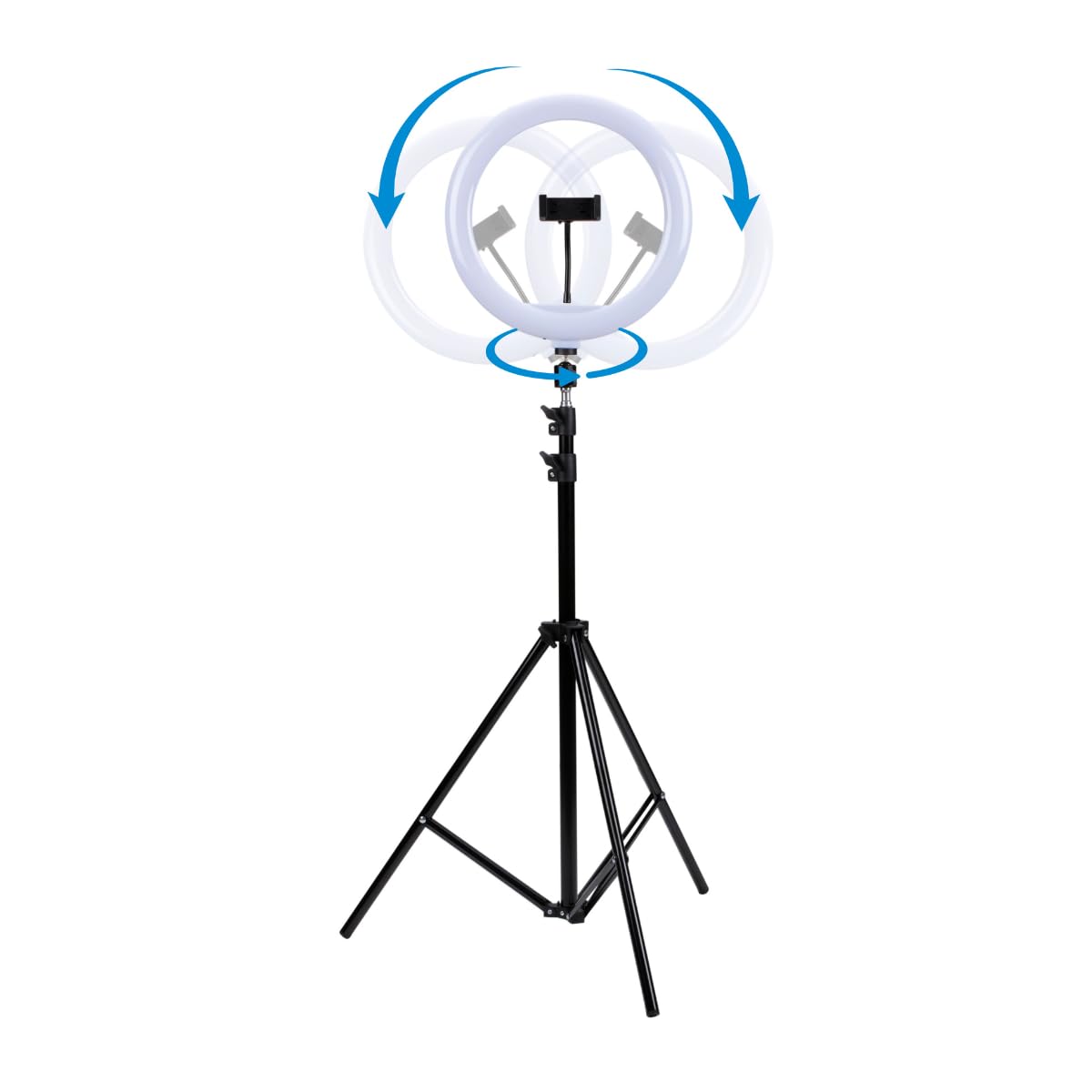 Grundig Ring Light Professional Con Treppiede Regolabile 195 cm - Luce LED Cerchio Per Video - Luce Selfie Con Supporto Telefono - Luce Foto TikTok - Luce Anello Per Selfie E Trucco Con 3 Impostazioni