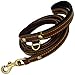 BlazingPaws Pawficer Heavy Duty 6 ft Thick Bridle Leather Dog Leash with Soft Suede Leather Padded Handle (6 Ft, Brown)