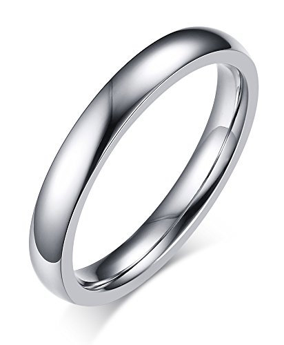Anka Stainless Steel Thin Plain Wedding Band Ring for Women,3mm Width,Size 8