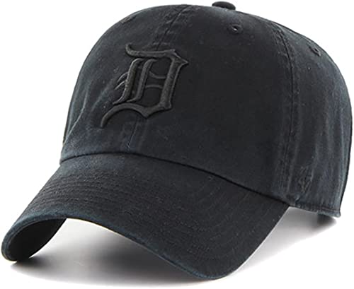 47 Brand MLB Baseballkappe für Erwachsene, Einheitsgröße, Schwarz / Schwarz, Detroit Tigers, Einheitsgr��e