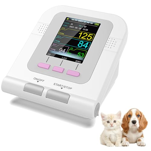 Amhuui Monitor de presión Arterial Animal, una máquina Digital automática de presión Arterial, una Gran Capacidad de Almacenamiento de Datos y una Alarma para la presión Arterial anormal, 3 Manguitos
