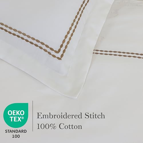 Dreamology White Duvet Cover Luxury Hotel Quality Bedding Set 100% Cotton Embroidered Duvet Covers with 2 Pillow Shams Hypoallergenic Zipper Closure 3 Pieces Duvet Set (Brown, Queen) by Dreamology - Image 3