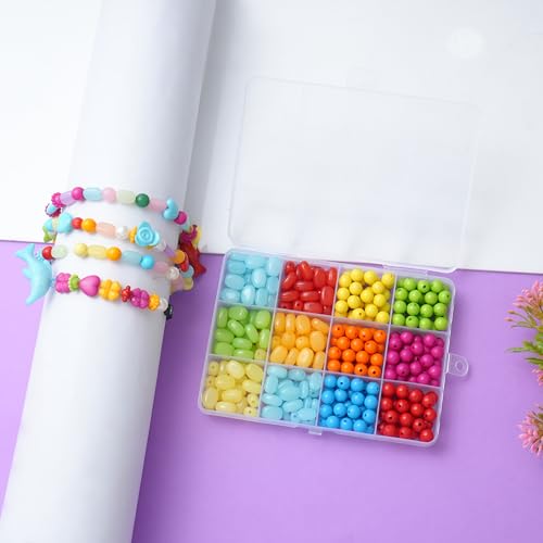 Image of Ambitieux DIY Bracelet Making Kit for Girls - 12 Types Colorful Beads with Charms, Elastic Thread, Earrings, Clasps & Rings - Jewellery Craft Kit for Kids, Birthday Return Gift, Rakhi Special Set for 2 3 4 5 6 7 8 9 10 years (8mm with barfi kit)