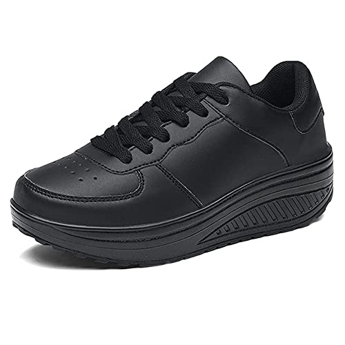 Donne Sneaker Dimagrante Scarpe Passeggio & Scarpe Ginnastica Fitness Cunei Piattaforma Scarpe da Camminata 38 EU,Pieno Nero