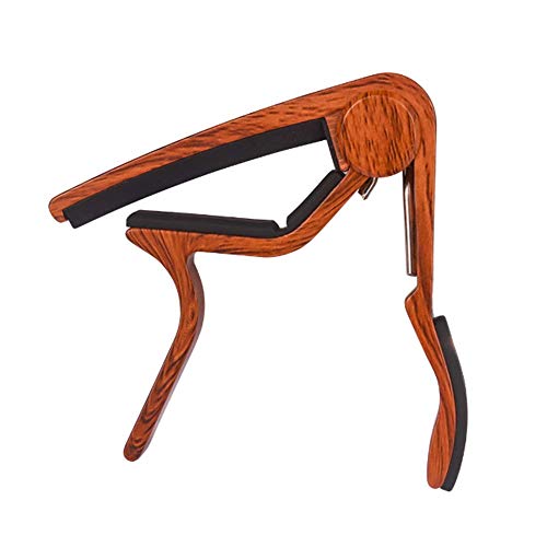 VOARGE Gitaar, capodaster, trigger, capodaster, gitaar, rubost, zinklegering, capo, capo, voor akoestische gitaar, ukelele, elektrische gitaar, bas, met hout, kleur gitaar, plectrum, picks Mirabow kleur