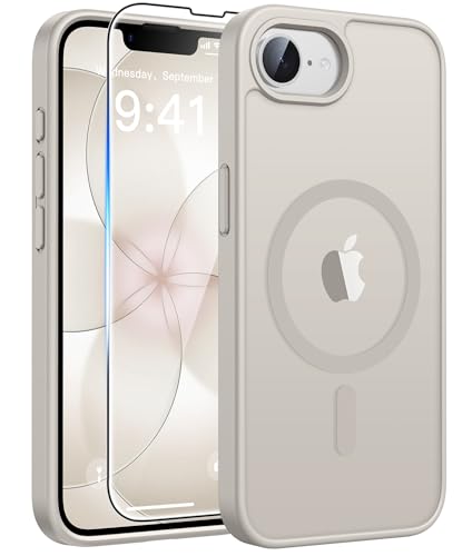 Image of FNTCASE for iPhone 17e Case: iPhone 16e Phone Case [Compatible with Magsafe] Translucent Matte Cases with [Screen Protector] Military Grade Shockproof Protective Phone Cover - Off White