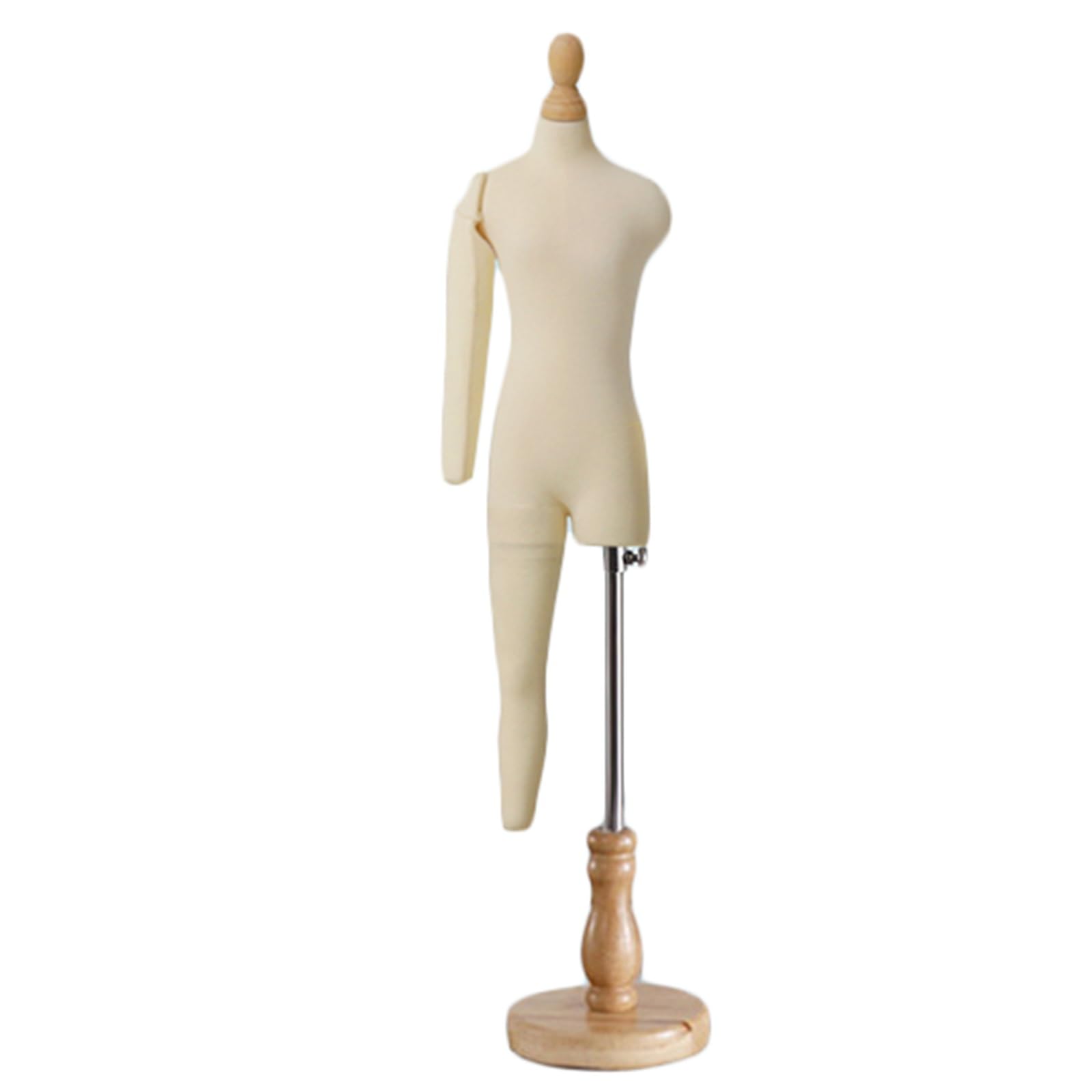 Mini manekin w połowie skali do szycia, forma sukienki w rozmiarze 1/4 z drewnianym stojakiem(1/3 Size)