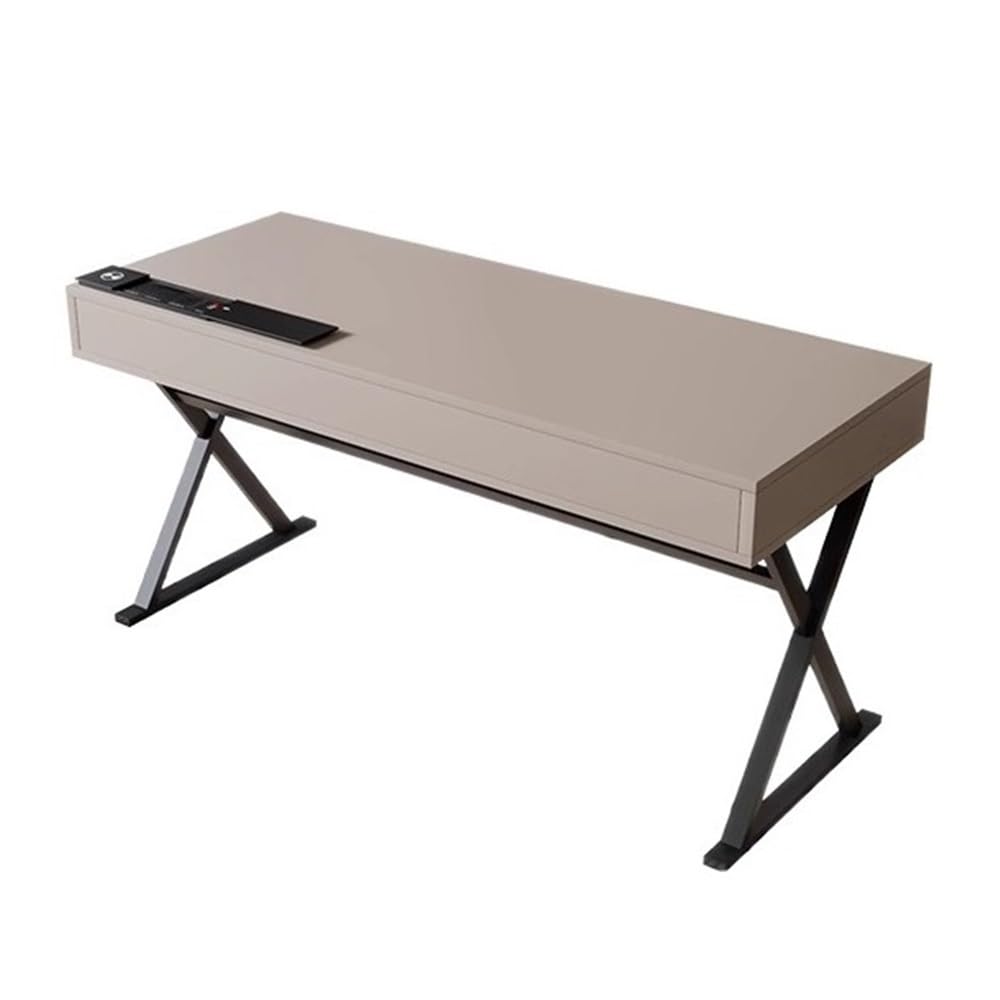 Stacja robocza PC Biurko do laptopa w domowym biurze, biurko w nowoczesnym, prostym stylu, z litego drewna, z gniazdami ładowania(3XL)