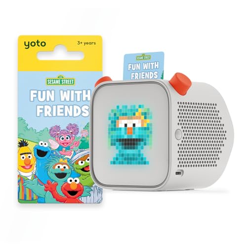 Image of Yoto Player (3rd Gen.) + Sesame Street Bundle – Kids Bluetooth Audio Speaker, All-in-1 Screen-Free Device Plays Stories Music Podcasts Radio White Noise Thermometer Nightlight Ok-to-Wake Clock