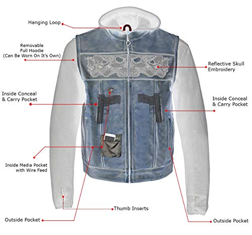 Image of Milwaukee Leather Men's Leather Motorcycle Vest w /Hoodie