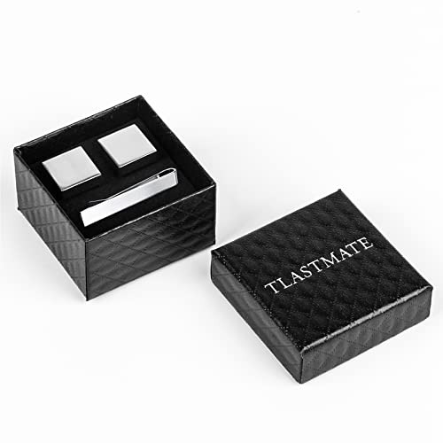 Cufflinks For Men Silver Blank Cuff Links And Tie Clip Set Gifts For Men Father Lover (Square) #TOP5
