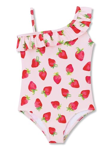 Girls One Piece Swimsuits Adjustable Double Strap for Kids Palm Tree Print Toddler Bathing Suit Size 2T-10