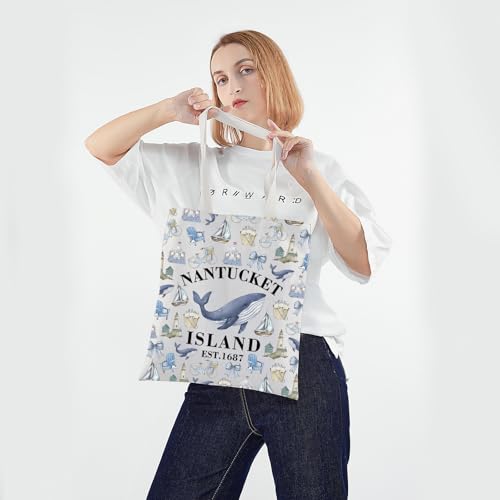 Bolso tote PWHAOO con faro de la isla Nantucket, fundado en 1687, regalo para amantes de la costa miniatura 2