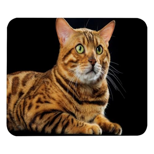 VAPOKF Tappetino per mouse da gioco, il gatto del Bengala dorato con stampa di gattini carino tappetino per mouse per scrivania casa ufficio base in gomma antiscivolo tappetino per tastiera tappetino