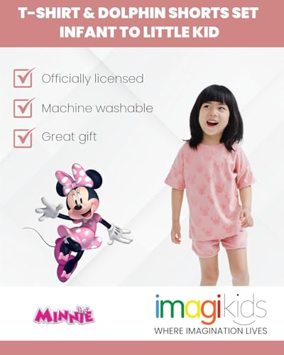 Image of Disney Minnie Mouse Girls' Loop Terry T-Shirt and Shorts Set