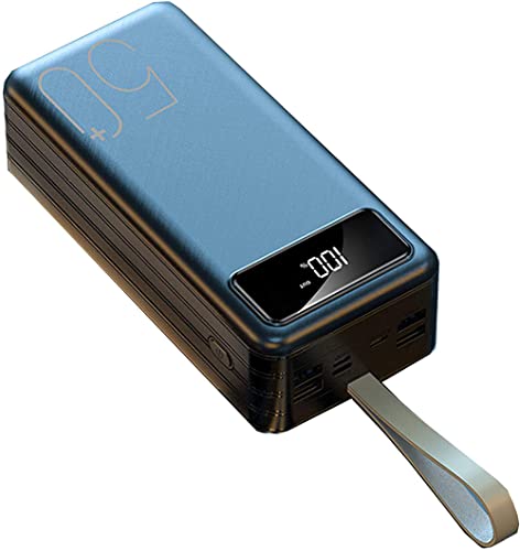 Cargador portátil de batería externa de alta capacidad de 60000 mAh, pantalla LCD, 3 entradas y 4 salidas USB, carga rápida, paquete de batería portátil (1 pieza), negro, 60000 mAh, negro