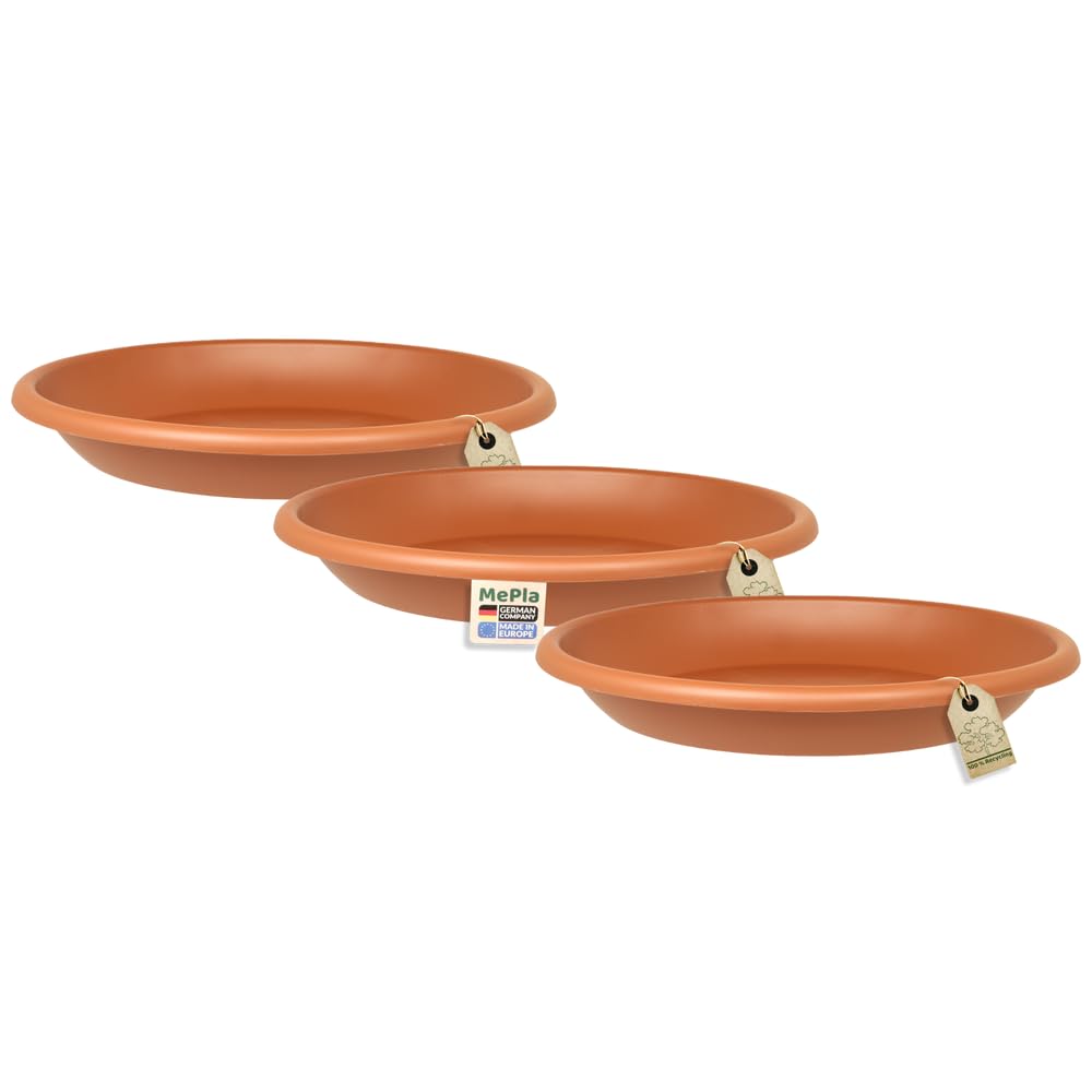 MePla - Lot de 3 sous-pots pour pot de fleur Cilindro - Plateau rond en plastique - Résistant aux intempéries - Résistant aux UV - Sous-pot - Ø 68 cm (Intérieur: ø 49,5 cm) - Terre cuite