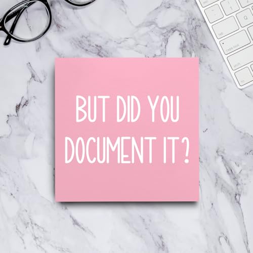 mmiishe But Did You Document It Wooden Box Sign Decorative Funny Office Wood Box Sign Home Office Decor Rustic Farmhouse Square Desk Decor Sign for Shelf Pink