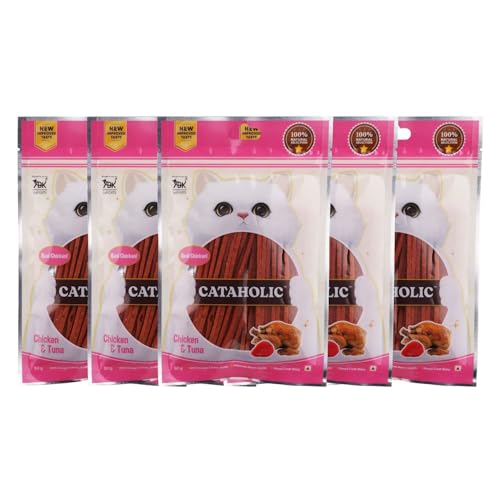 Image of Cataholic Chicken and Tuna Sliced 50g - Natural Protein-Rich Cat Treats Delicious & Nutritious Made with Real Chicken & Tuna (Pack of 5)